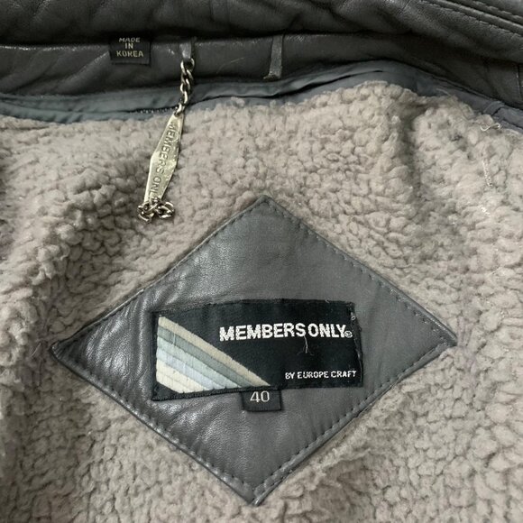 Vtg 80s Members Only Mens Dark Gray Leather Lined Moto Jacket Mens SZ 40 - Picture 5 of 16